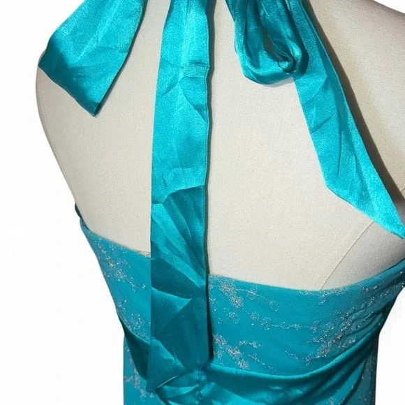 Vintage Y2K Le Château Teal Halter Slip Dress Size M Description - Picture 5 of 7